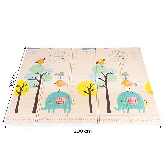 Pena podloga za otroke 200x180 cm izobraževalna obojestranska zložljiva merilo rasti abeceda ECOTOYS