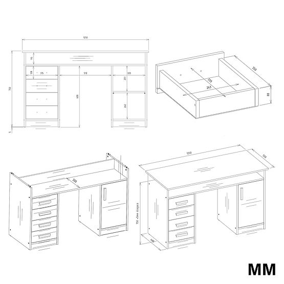 PISALNA MIZA ADA HRAST ARTISAN 125 Cm 4 PREDALI OMARICA POLICE ZA PISARNO IN SOBE ZA PRENOSNI RAČUNA
