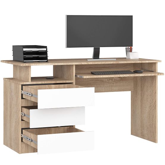 PISALNA MIZA CLP 135cm PK SONOMA / BELA