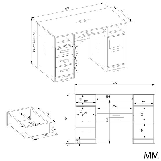 PISALNA MIZA DELTA HRAST ARTISAN 120 cm 3 Predali Omara Polica Za Pisarno Soba Za Prenosnik