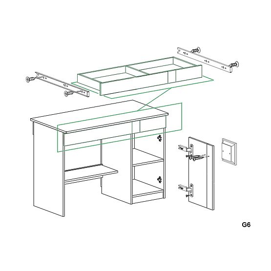 Pisalna miza Gumi - bela / antracit
