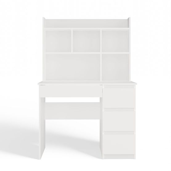 Pisalna miza MIJAS Desna z Nastavkom Bela Mat 4 Predali 4 Police za Pisarno Sobo