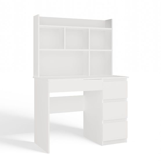 Pisalna miza MIJAS Desna z Nastavkom Bela Mat 4 Predali 4 Police za Pisarno Sobo