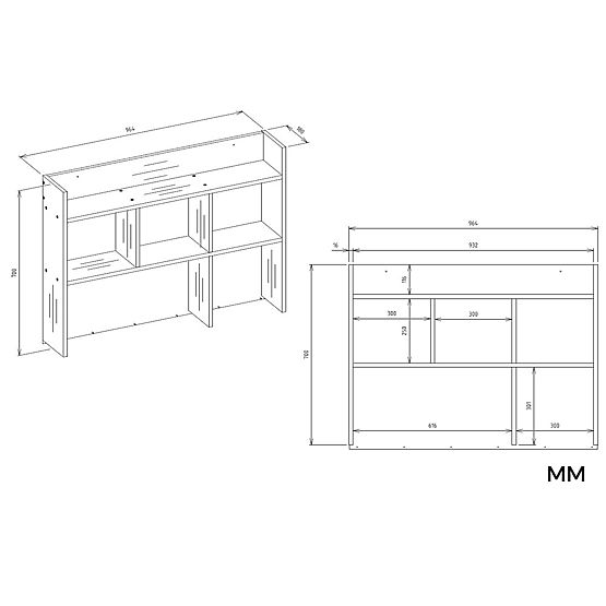 Pisalna miza MIJAS Desna z Nastavkom Bela Mat 4 Predali 4 Police za Pisarno Sobo