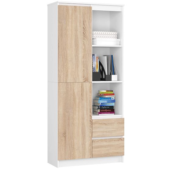 PISARNIŠKI REGAL R 80 cm CLP R11 PK BELI / SONOMA