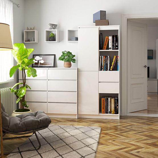 PISARNIŠKI REGAL R 80 cm CLP R15 PK BELI / BELI SIJAJ