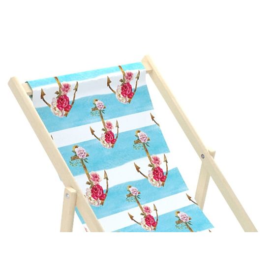 Plažni stol Sidra s cvetjem - modro-bela