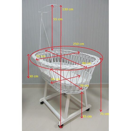 Pletena posteljica za dojenčka Teddy – naravna barva z bež opremo