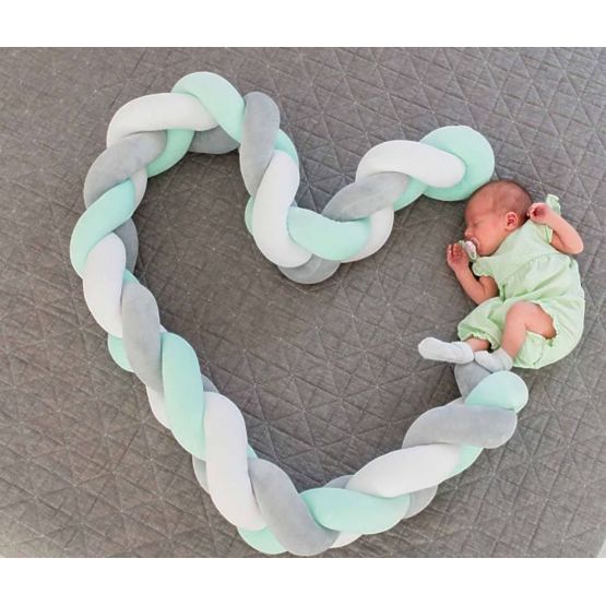 Pletena varovalna ograja 240 cm - mint s sivo