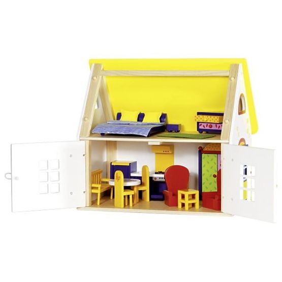 Podeželska hiša za lutke s pohištvom