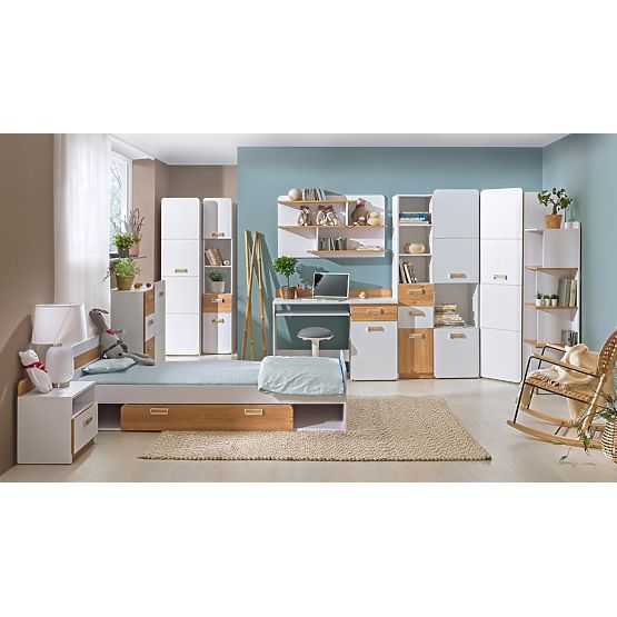 Polica L8 - bela / hrast nash