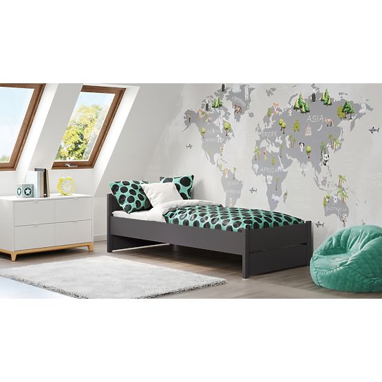 Postelja MARCEL 200x90 siva z predalom