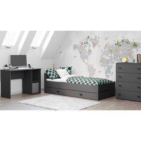 Postelja MARCEL 200x90 siva z predalom