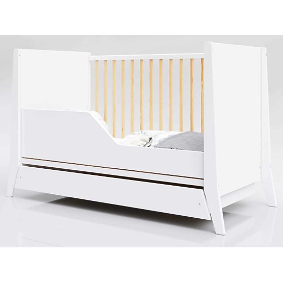 Otroška posteljica Cosmo Scandi 120x60 belo-naravna