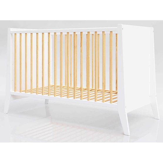 Otroška posteljica Cosmo Scandi 120x60 belo-naravna