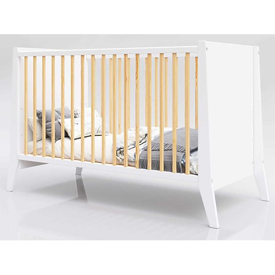 Otroška posteljica Cosmo Scandi 120x60 belo-naravna