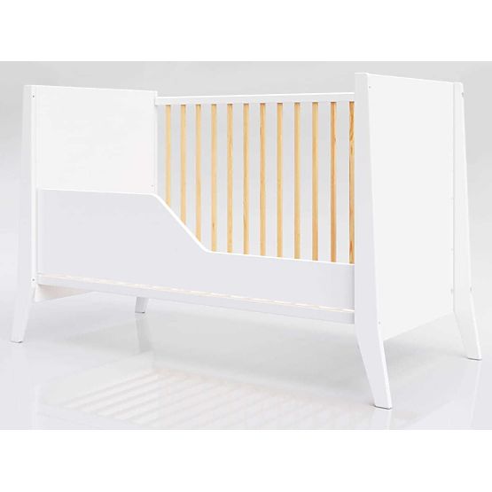 Otroška posteljica Cosmo Scandi 120x60 belo-naravna