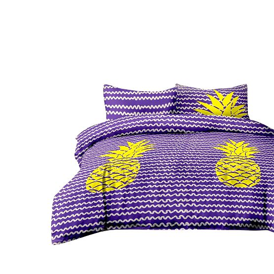 Posteljnina BASIC - AMELIAHOME vijolična barva tiskani motiv moderni stil 155x220*2+80x80