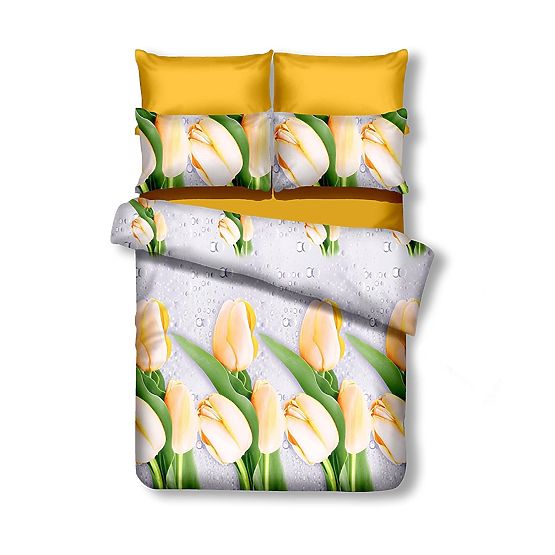 Posteljnina EMERALD kremna barva s cvetličnim motivom 155x220_80x80*1 DecoKing