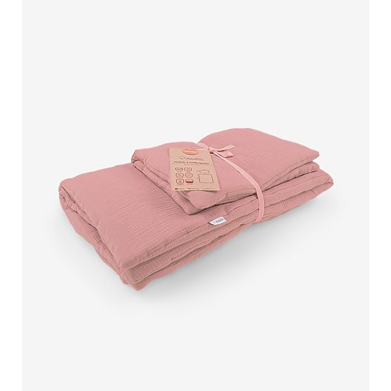 Posteljnina iz muslina s polnilom Hawaii- roza