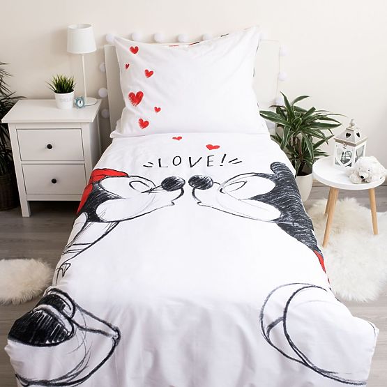 Posteljnina Mickey and Minnie 140 x 200 cm + 70 x 90 cm