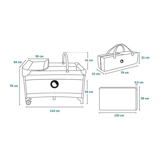 Potovalna posteljica s previjalno mizo - roza