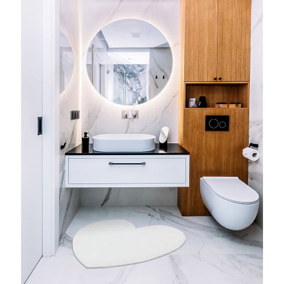 Pralna preproga SHAPE 3105 Srce Shaggy - slonokoščena plišasta, proti zdrsu