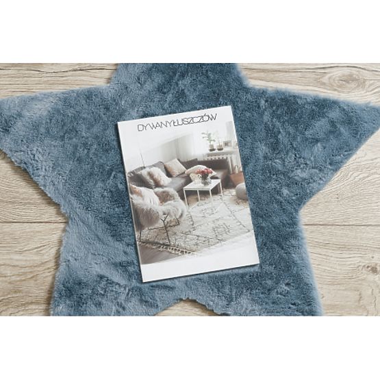 Pralna preproga SHAPE 3148 Zvezda Shaggy - modra plišasta, protizdrsna