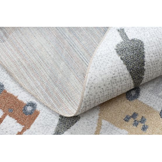 Preproga BONO 8436 krog Avtomobili, ulice kremna / svetlo siva