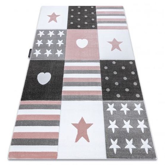 Preproga PETIT MALÝ, SRCE, ZVEZDE, roza