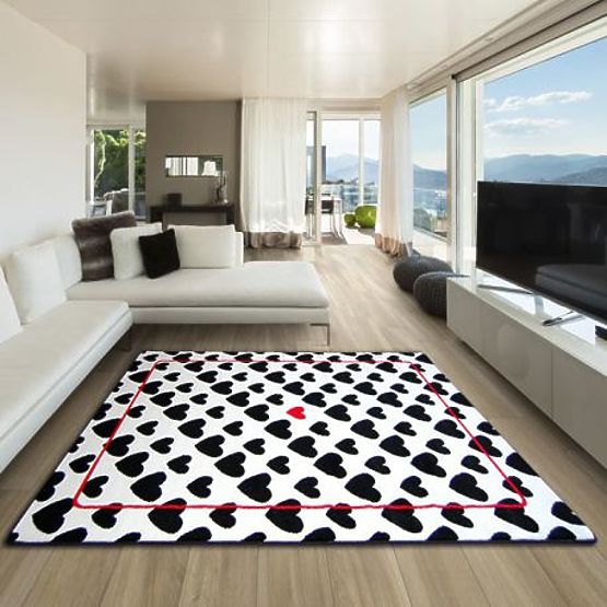 Preproga SKETCH - F755 krem/ črna - srce