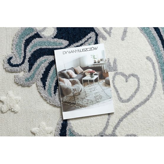 Preproga YOYO GD49 bela / siva - Samorog za otroke, strukturna, senzorične resice