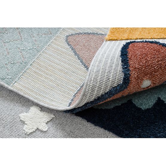 Preproga YOYO GD52 sivo / rumena - zvezde, oblaki, patchwork za otroke, strukturna, senzorična Resic