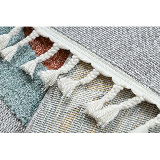 Preproga YOYO GD55 sivo / modra - zvezde, raketa za otroke, strukturna, senzorične resice