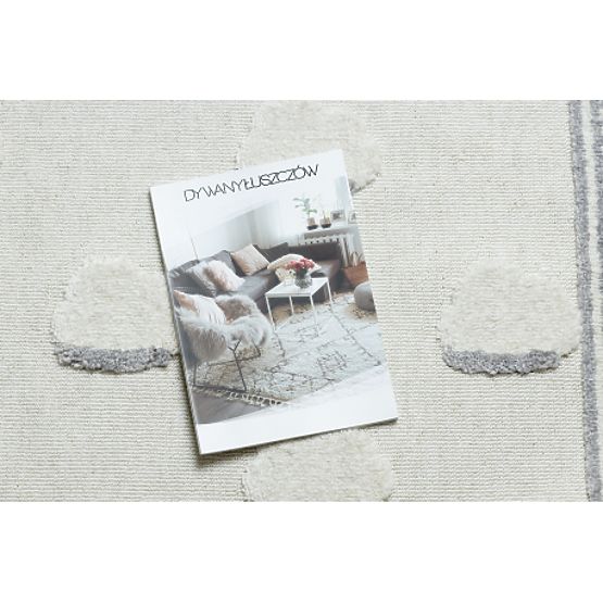 Preproga YOYO GD62 bela / siva - Oblaki za otroke, strukturna, senzorična Resice