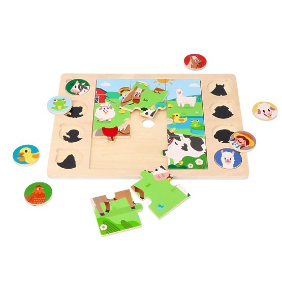 Puzzle 2v1 Kmetija - sestavljanka najdi senco