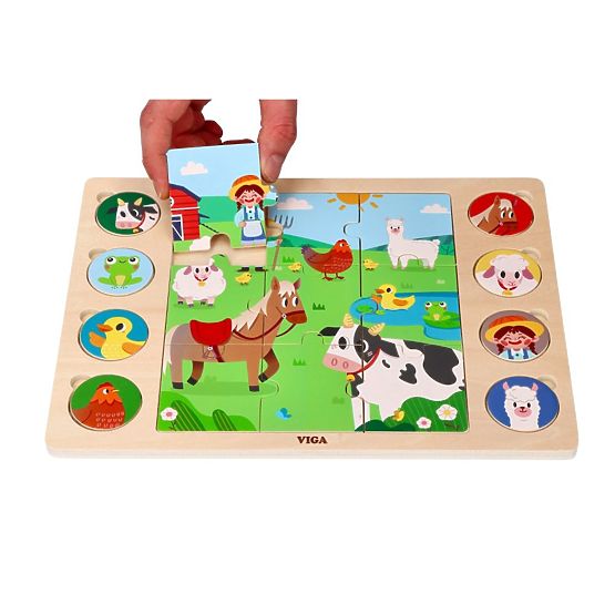 Puzzle 2v1 Kmetija - sestavljanka najdi senco
