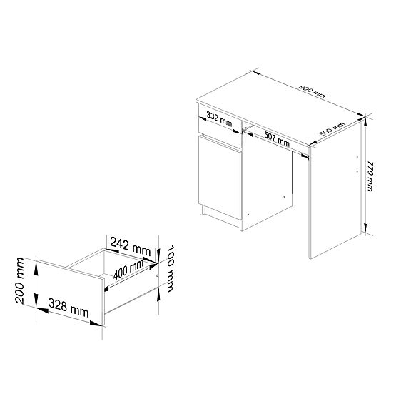 RAČUNALNIŠKA MIZA 90 cm PIXEL LEVA PK SONOMA