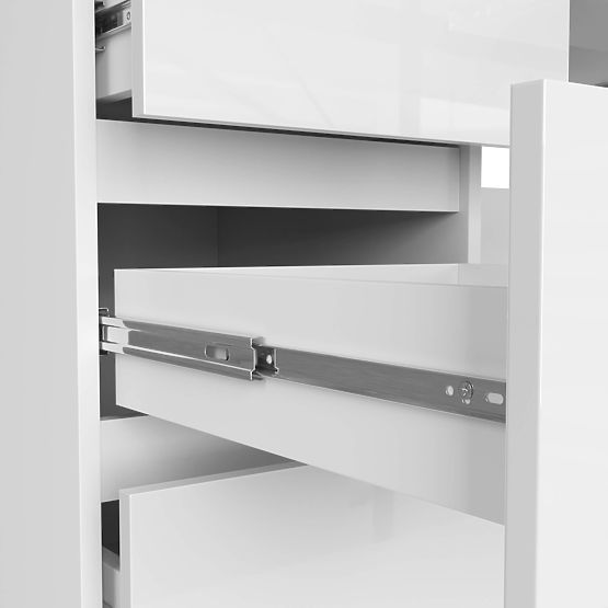 RAČUNALNIŠKA MIZA A-11 135 cm 6 PREDALOV PK BELA / BELI SIJAJ