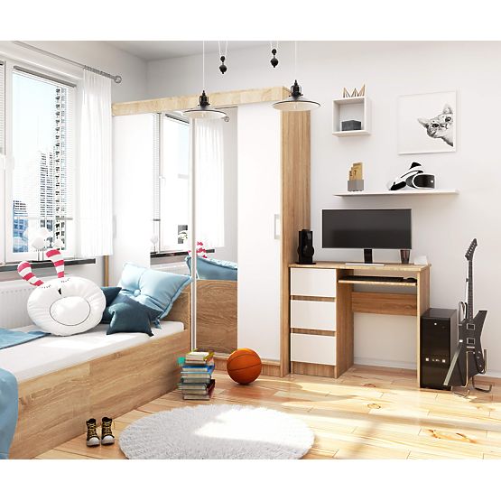 RAČUNALNIŠKA MIZA A-6 90 cm LEVA PK SONOMA / BELA