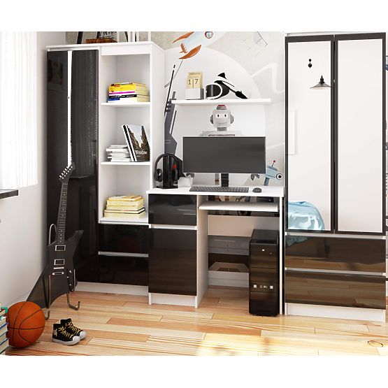 RAČUNALNIŠKA MIZA PIKSEL PK ČRNI SIJAJ LEVA