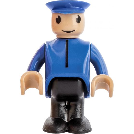 Rdeča lokomotiva z strojevodjo na baterije