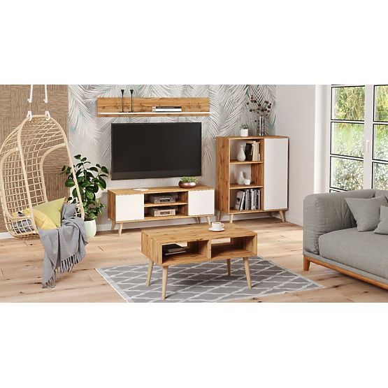 Regal omara Fondi hrast craft zlato - bela, skandinavska