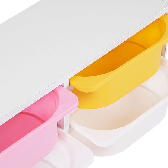 Regal s škatlami za shranjevanje Explorer - modra / roza / rumena