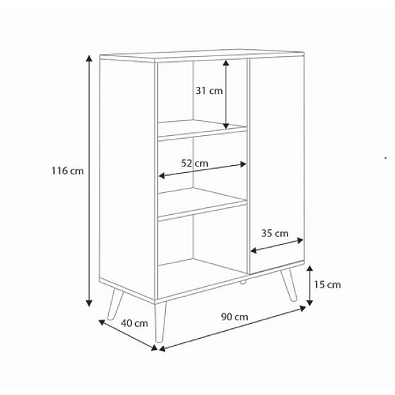 Regal vitrina Fondi lesene noge Hrast artisan bel