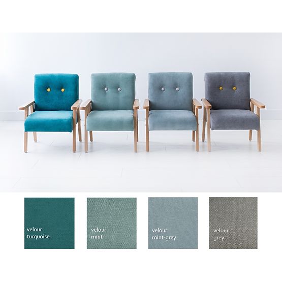 Retro otroški fotelj Velur - mint