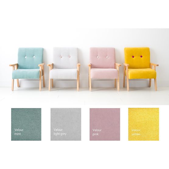 Retro otroški stol Velur - roza