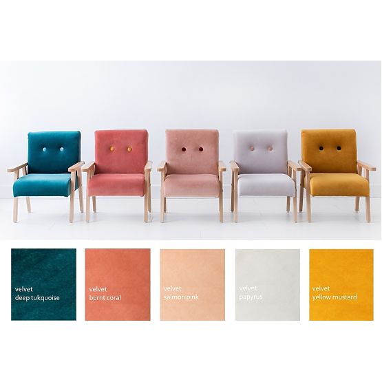 Retro otroški fotelj Velvet - gorčica