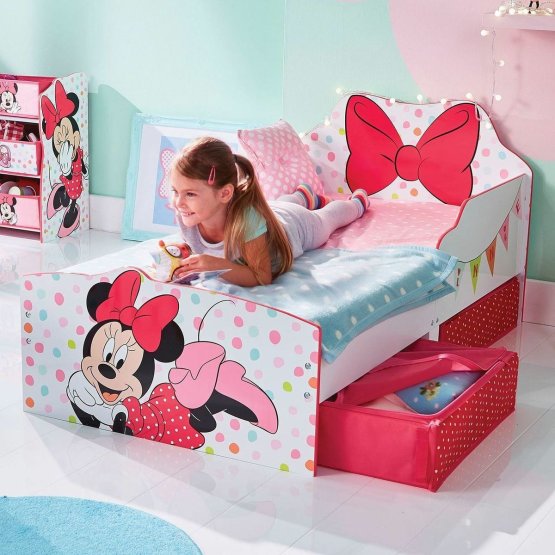 Otroška postelja Minnie Mouse s prostorom za shranjevanje