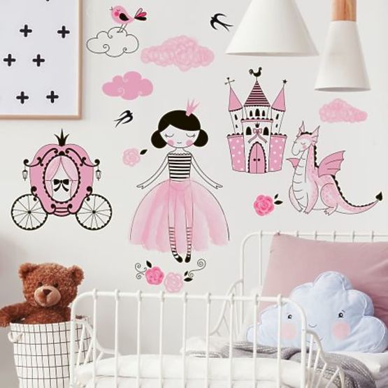 Nalepka Stenska nalepka - Princesa in zmaj